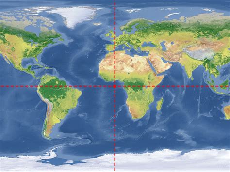 Map Of The World With Equator And Prime Meridian