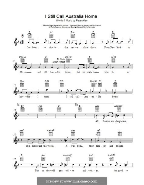 I Still Call Australia Home by P. Allen - sheet music on MusicaNeo