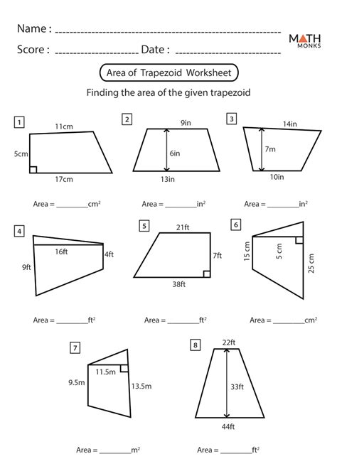 Trapezoid Worksheets - Math Monks