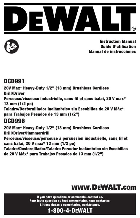 DEWALT DCD991 INSTRUCTION MANUAL Pdf Download | ManualsLib