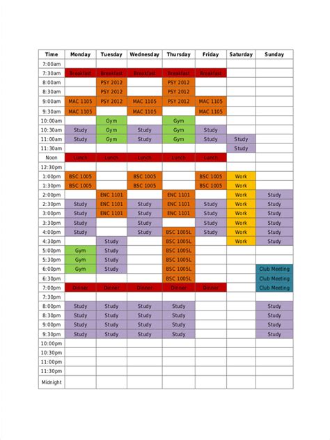 Student Schedule - 9+ Examples, Google Docs, Word, Pages, How To Make, PDF