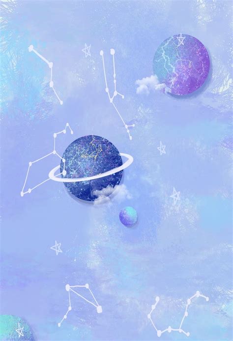 Cosmic Planet Blue Watercolor Wallpaper