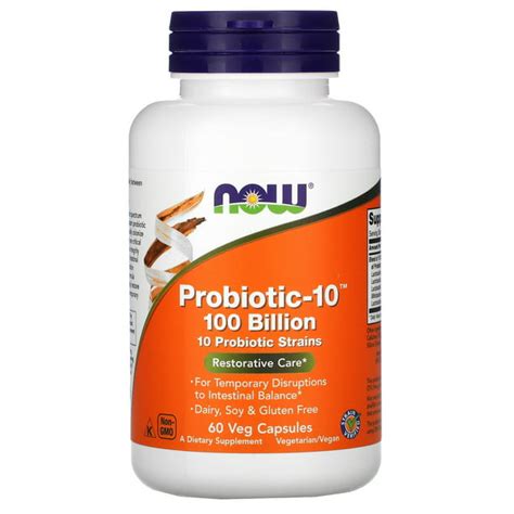 Now Foods Probiotic-10, 100 Billion, 60 Veg Capsules - Walmart.com - Walmart.com