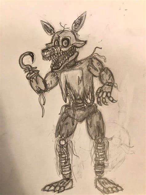 A Nightmare Foxy I drew - fivenightsatfreddys | Scary drawings, Fnaf ...