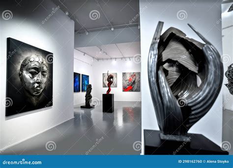 Exhibition of Contemporary Art. Museum Gallery Stock Illustration ...