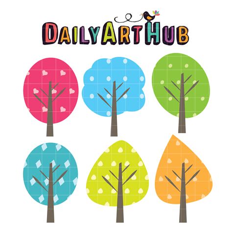 Cute Trees Clip Art Set – Daily Art Hub // Graphics, Alphabets & SVG