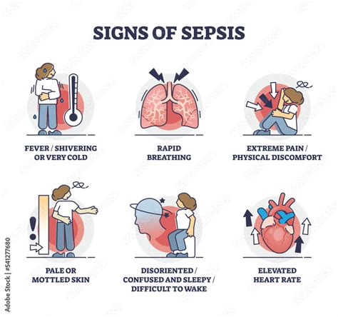 Signs Of Sepsis As Infection Blood Poisoning Symptoms Outline ...