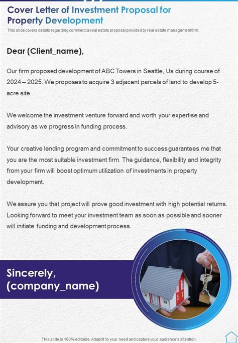 Cover Letter Of Investment Proposal For Property Development One Pager Sample Example Document ...