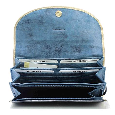 Da Milano Women Leather Wallet - Black/Blue - KAPADAA.COM