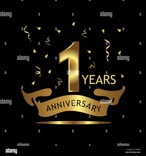 1 years anniversary golden. anniversary template design for web, game ,Creative poster, booklet ...