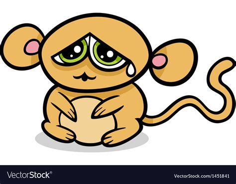 Cartoon kawaii sad monkey Royalty Free Vector Image