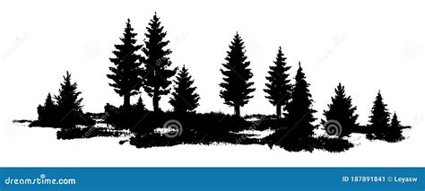 Forest Silhouette Vector. Scotch Fir, Christmas Tree, Spruce, Fir, Pine. Seamless Panorama ...