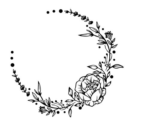 Floral Frame Svg, Flower Border, Half Floral Circle, Flourish Wreath ...