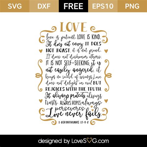 SVG file 1 Corinthians 13 Love is Patient 4-7 Drawing & Illustration ...