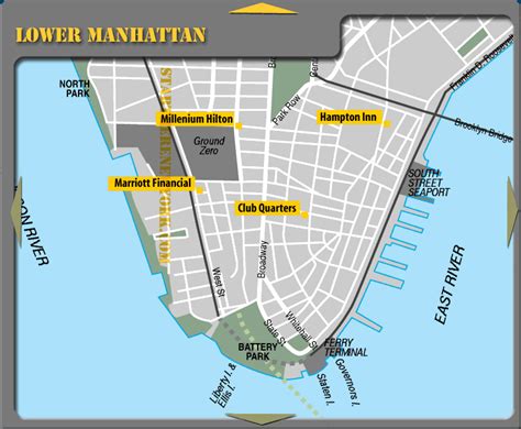 Lower Manhattan New York City Hotel Map - Battery Park NYC • mappery