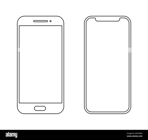 Smartphone outline icon mobile mockup. Wireframe front line vector cellphone Stock Vector Image ...