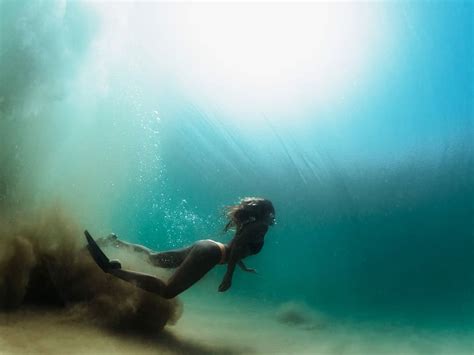 1366x768px | free download | HD wallpaper: Her underwater world, woman ...