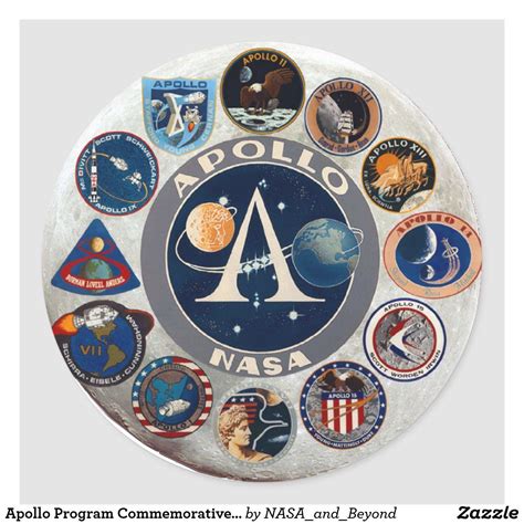 Apollo Program Commemorative Logo Classic Round Sticker | Apollo ...