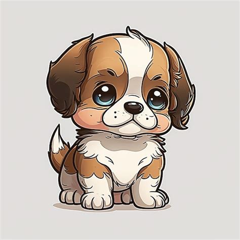 Premium Photo | A cartoon drawing of a puppy with big eyes.