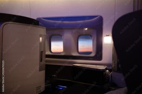 Modern and comfortable interior of business jet aircraft Stock Photo ...