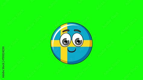 flag of sweden cartoon with a money face, emoji emoticon animation ...