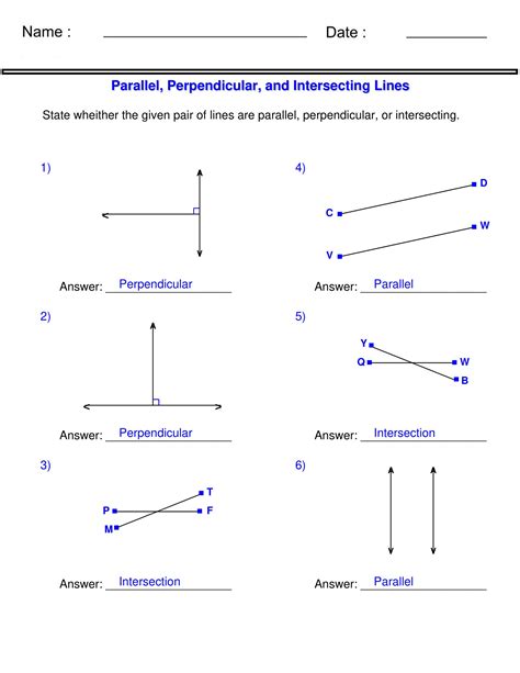 Identifying Parallel, Perpendicular, & Intersecting Lines Worksheet | Made By Teachers