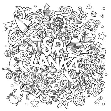 Sri Lanka Flag Vector Art PNG, Sri Lanka Hand Lettering And Doodles Elements And Symbols ...