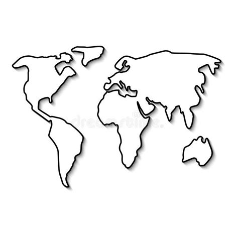 World map black line vector illustration | World map sketch, World map ...