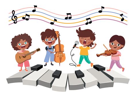 Funny Cartoon Kids Playing Music 13474121 Vector Art at Vecteezy