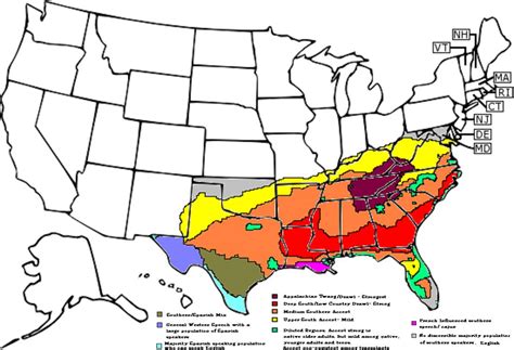 A map of the many different forms of the southern accent (warning, bad ...