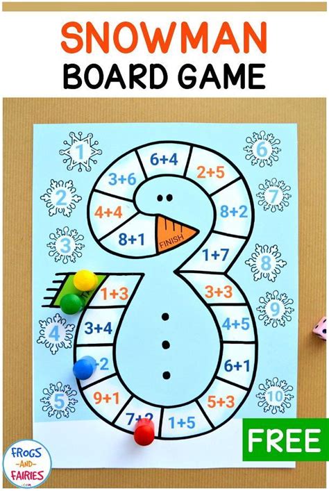 Snowman Addition to 10 Board Game - Frogs and Fairies | Winter math activities, Math board games ...