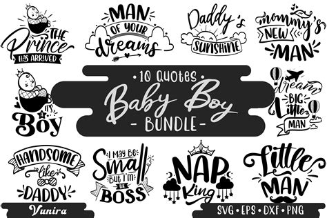 10 Baby Boy Bundle | Lettering Quotes Graphic by Vunira · Creative Fabrica