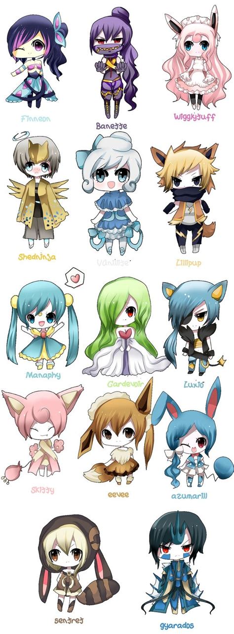 Human Pokemon chibi. Even in Chibi, Garados will probably kill you Anime Chibi, Kawaii Chibi ...