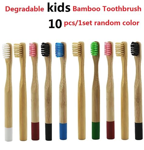 Wholesale 10pcs Kids Degradable Eco friendly Colorful Bamboo Toothbrush ...