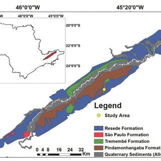 Geological map of the Taubaté basin (Modified from Souza Filho et al.,... | Download Scientific ...