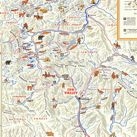 Vintage Map of Sun Valley Idaho, 1938 by Ted's Vintage Art