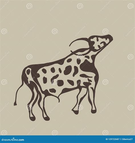 Painting of an Ancient Bison on a Cave Wall Stock Vector - Illustration ...