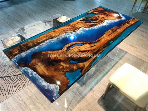 Resin dining table ,ocean table epoxy Acacia dining ,epoxy river Table Décor Top | eBay