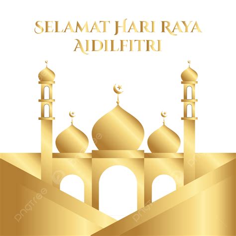 Hari Raya Aidilfitri Vector Hd PNG Images, Templat Emas Selamat Hari ...