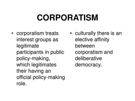 PPT - Corporatism, Pluralism, and Democracy: Toward a Deliberative ...