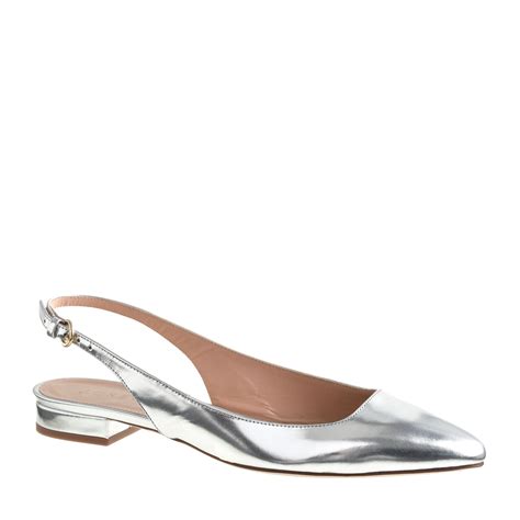 J.crew Preorder Lucie Mirror Metallic Slingback Flats in Silver ...