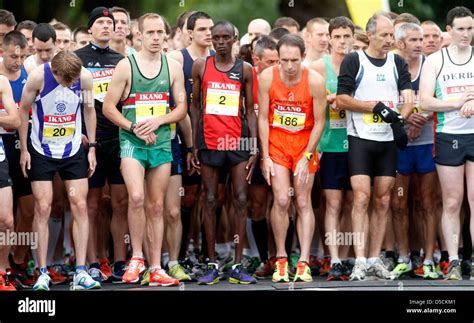 Matt Bond (1) the eventual fastest British Runner who came fourth The start of the Marathon ...