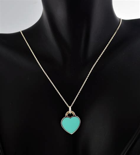 Return To Tiffany & Co 925 Sterling Silver Blue Enamel Heart Charm Necklace 16" | Coin Exchange NY