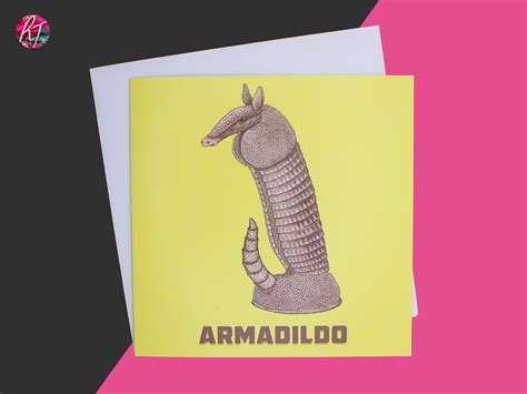 Armadildo Funny Animal Greetings Card Yellow Blank Inside | Etsy