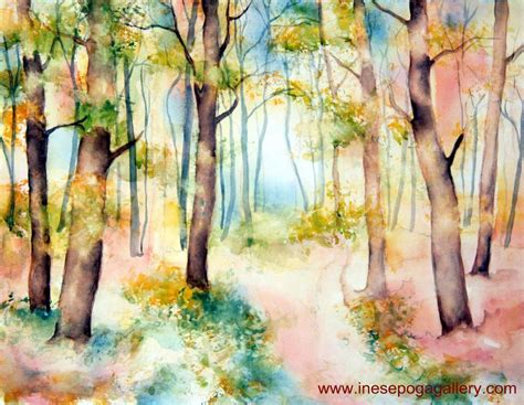 Different colors and textures: watercolor forest painting with sponge | Forest painting ...