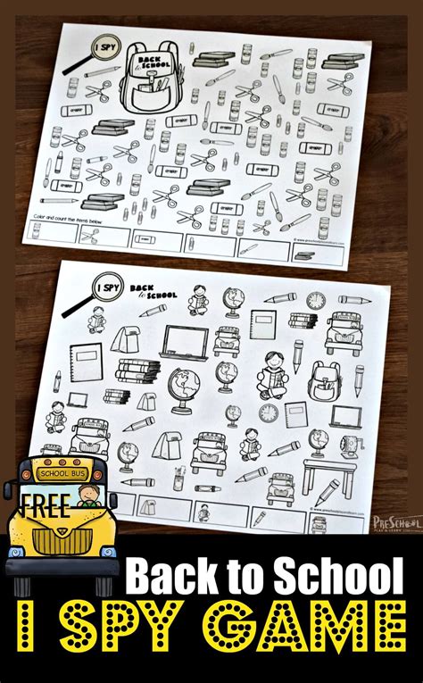 FREE I Spy Back to School Printable