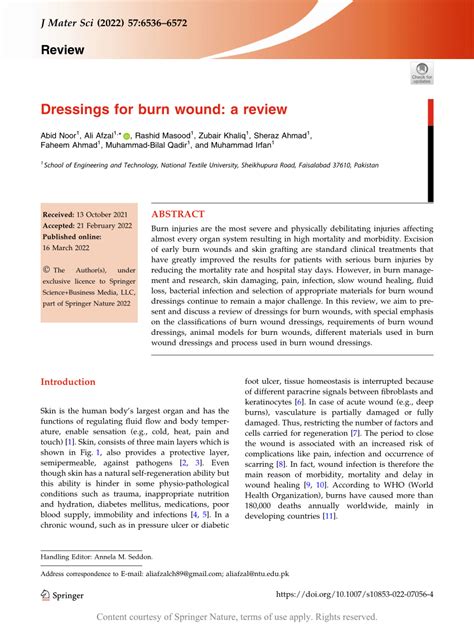 Dressings for burn wound: a review | Request PDF