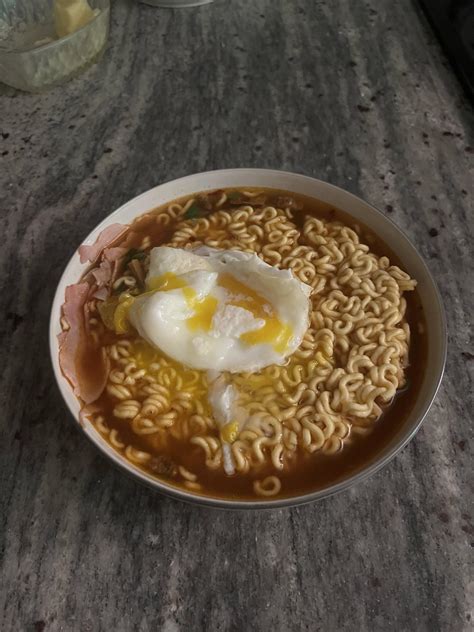 Spicy ramen, eggs, and ham. : r/stonerfood