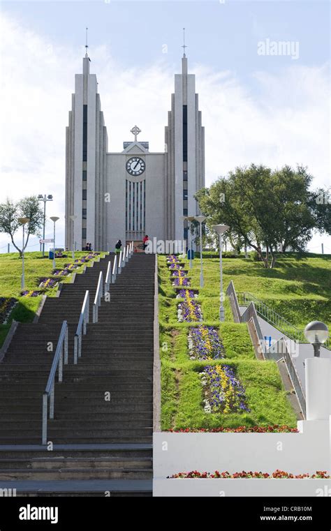 Akureyrarkirkja church or The Church of Akureyri, Akureyri, North ...