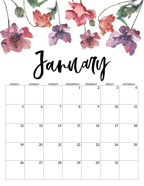 2020 January Floral Calendar | Ideas de calendario, Calendarios imprimibles, Fondo de pantalla ...